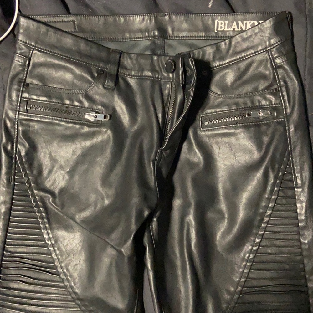 Faux black leather pants